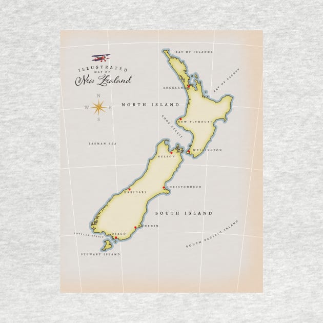 Illustrated Map Of New Zealand by nickemporium1